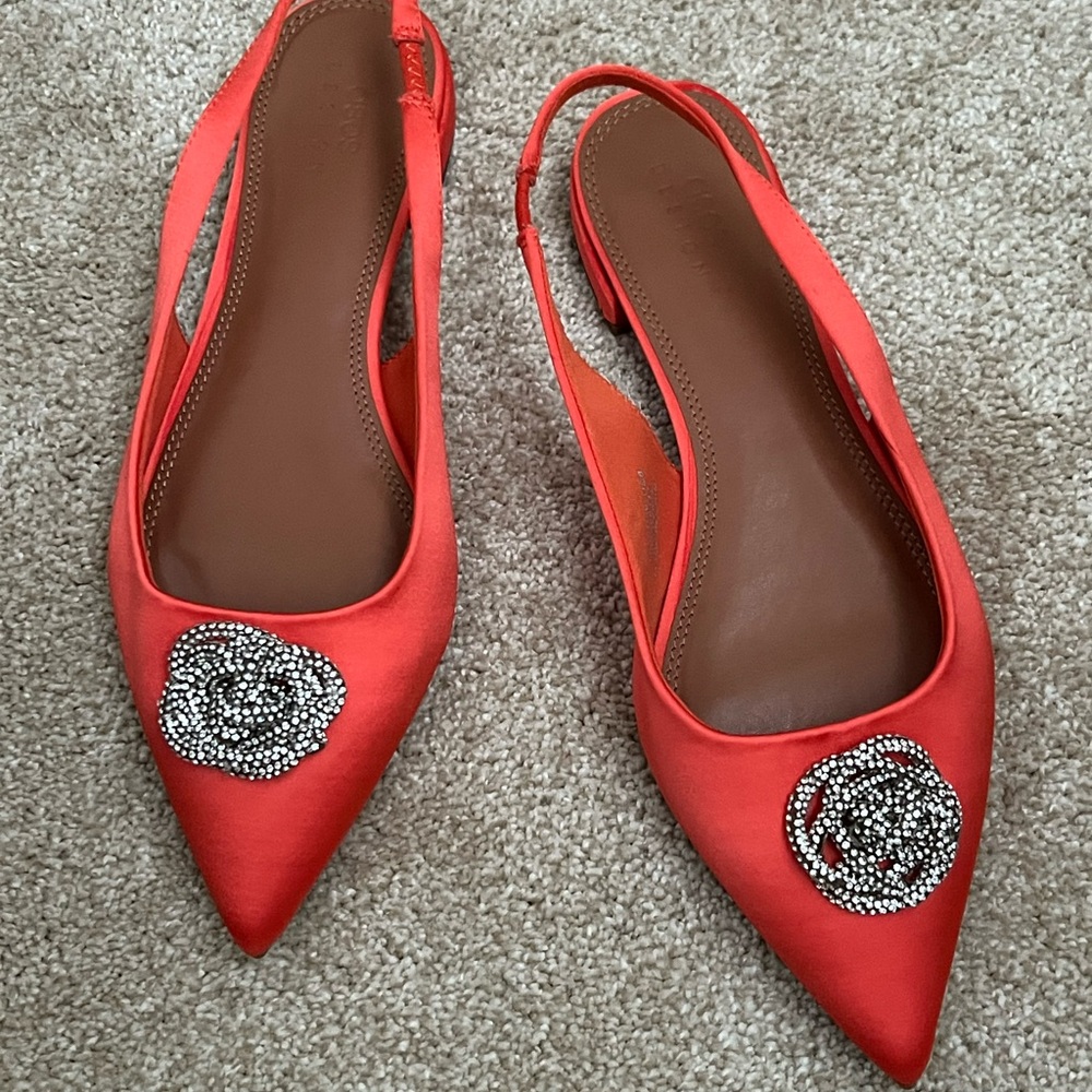 ASOS Elegant Orange Slingback Flats with Embellished Detail